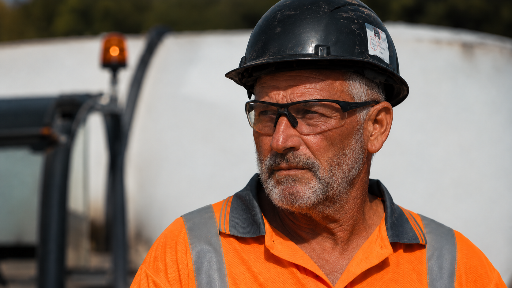 Construction worker in a hard hat and high-visibility clothing on a UK site